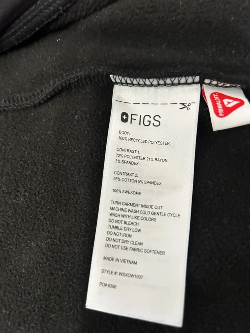 Figs On Shift Fleece Jacket XL Black Full Zip Cozy Warm Healthcare Coat